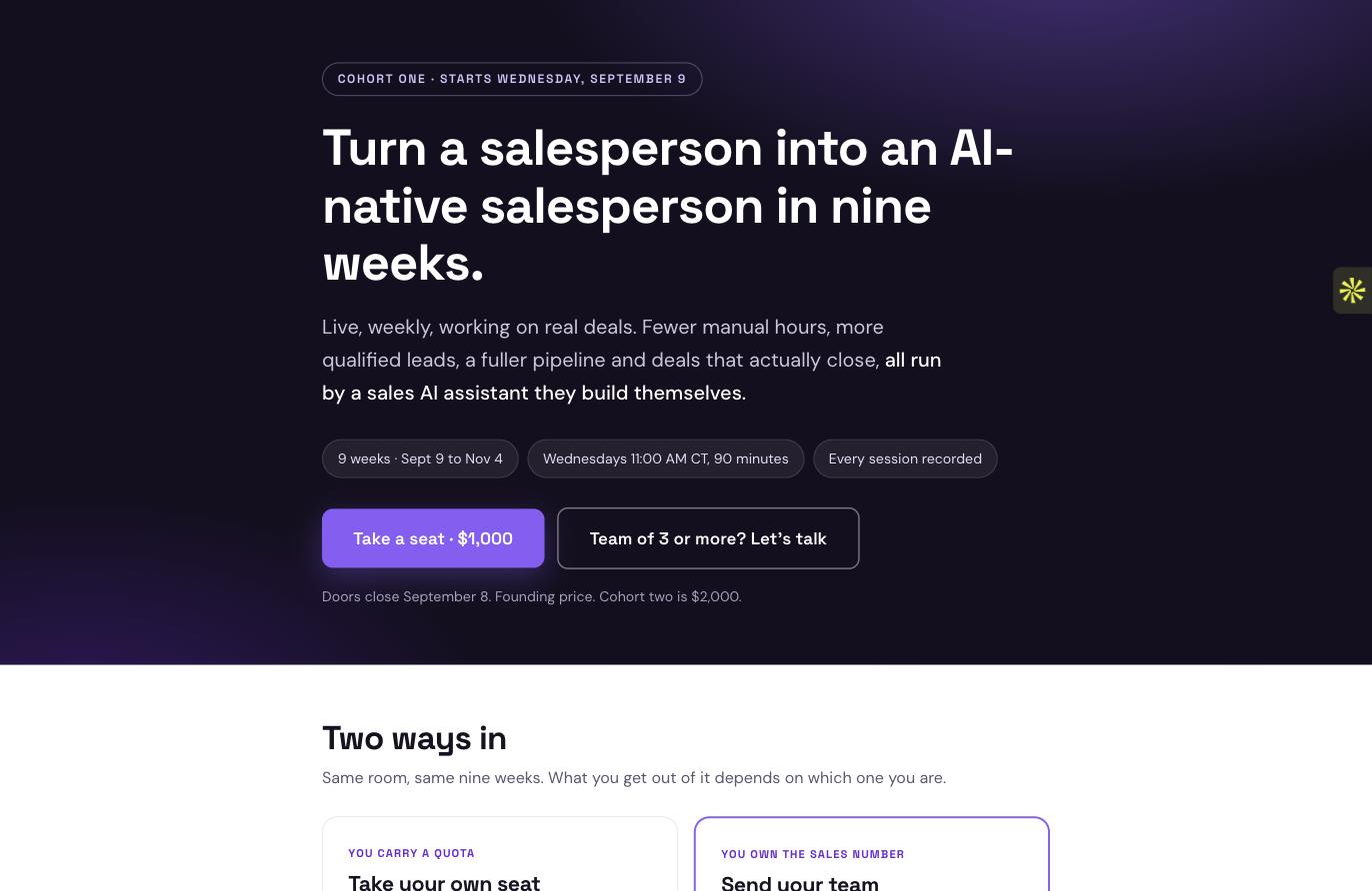 Founding cohort sales page